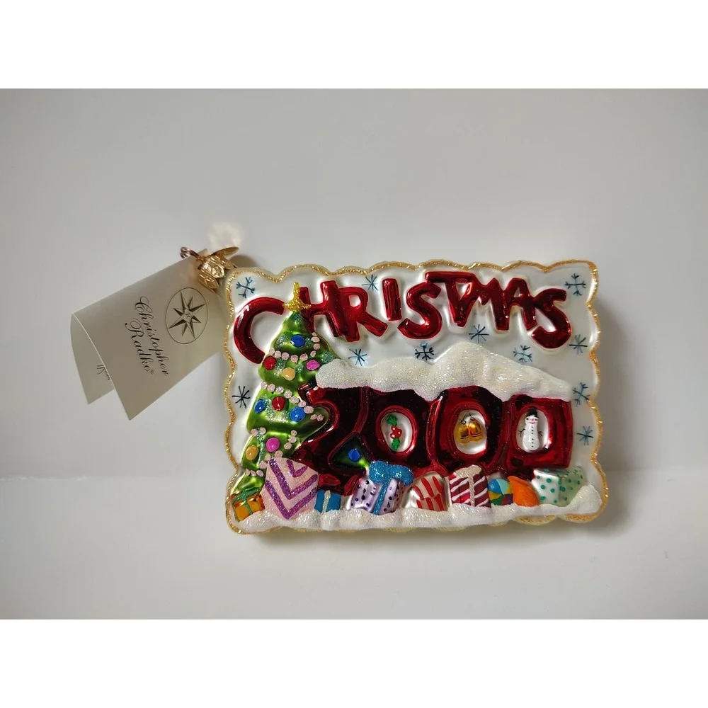 Christopher Radko glass Christmas ornament postage‎ stamp postmark 2000